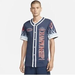 Nike Sports Wear American Button Up Jersey Top Blue Mens M DV9642-437 ‎ MSRP $85